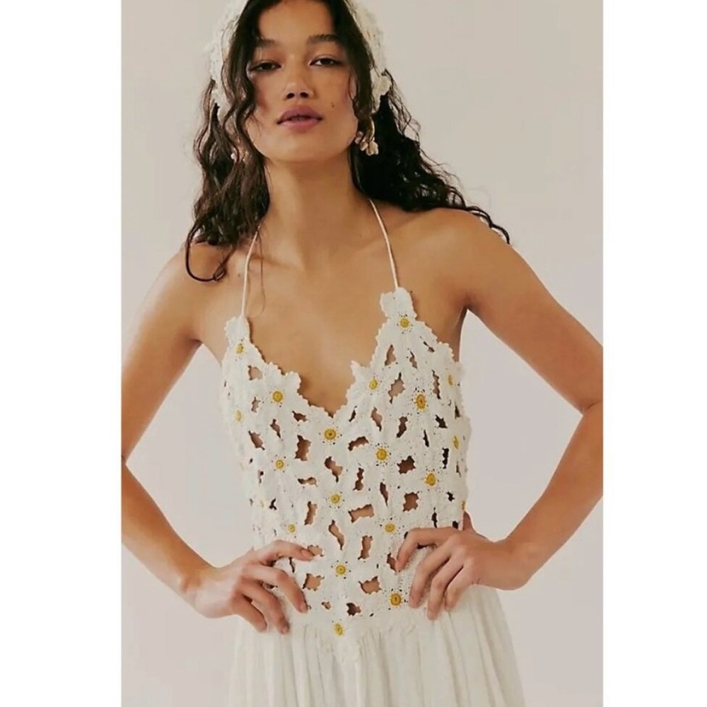 Free People White Crochet Bodice Maxi Dress - Picture 2 of 9
